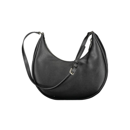 Calvin Klein Black Recycled Polyester Women Handbag with adjustable strap and sleek design, representing sustainable luxury.