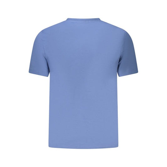 Back view of Calvin Klein Blue Cotton Men T-Shirt with short sleeves and crew neck, showcasing its premium fabric and stylish design.