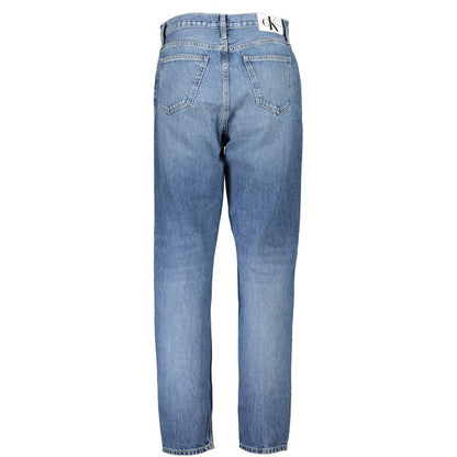 Back view of Calvin Klein Blue Cotton Women Jean featuring a vintage washed effect and classic five-pocket design.