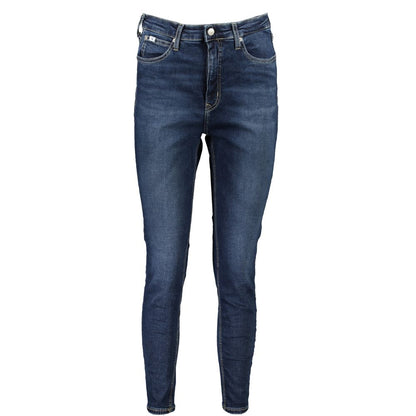Calvin Klein Blue Cotton Women's Skinny Ankle Jean, high-rise super skinny, sustainable fashion with 20% recycled cotton.