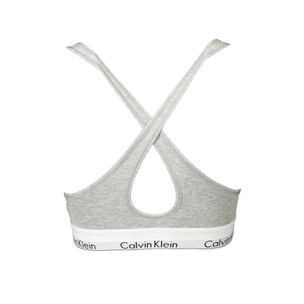 Calvin Klein Brown Cotton Women Bralette with crossed straps, elastic design, and logo detail for style and comfort.