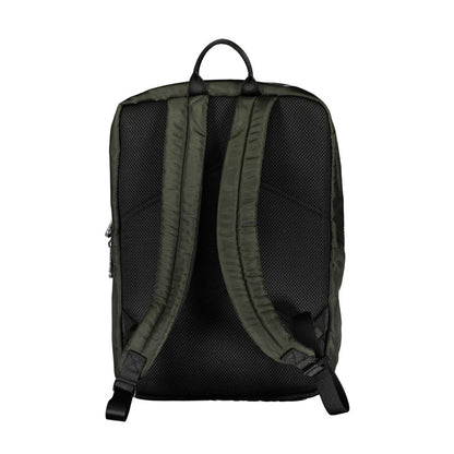 Back view of Calvin Klein Green Polyester Men Backpack with padded shoulder straps