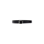 Calvin Klein Jeans Black Leather Belt with polished metal buckle, essential for casual or smart outfits, crafted from 100% leather.