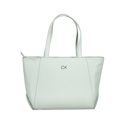 Calvin Klein Light Blue Polyethylene Women Handbag with logo, versatile shoulder straps, and chic zip closure.