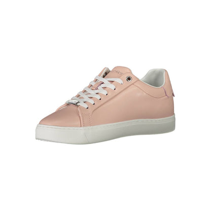 Calvin Klein Pink Polyester Women Sneaker with contrasting details and branding, crafted from recycled materials and leather accents.