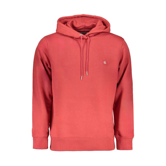Calvin Klein Red Cotton Sweatshirt, long-sleeved hoodie with logo, 50% regenerative cotton.