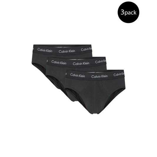 3-pack Calvin Klein Underwear Black Elastane Briefs with logo waistband, showcasing comfort and modern design.