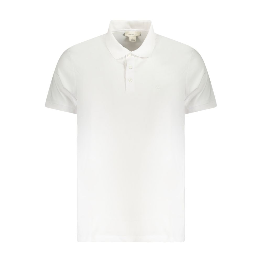 Calvin Klein White Cotton Men Polo Shirt featuring classic fit and iconic logo, made from premium cotton blend for comfort and durability.