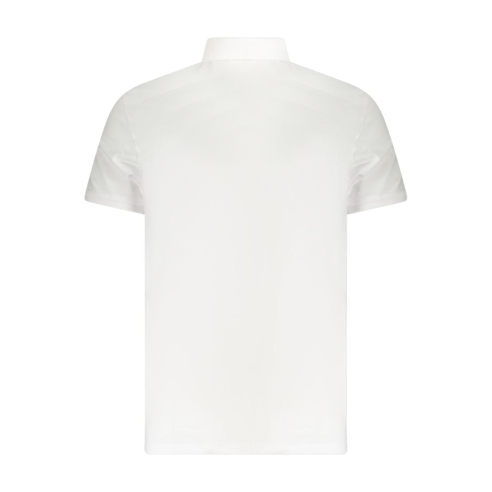 Back view of Calvin Klein White Cotton Men Polo Shirt with classic fit, perfect for golf or city wear, featuring premium cotton blend.