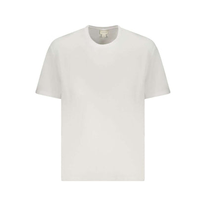 Calvin Klein White Cotton Men T-Shirt with embroidery and iconic logo, short sleeves, and crew neck, offering comfort and style.