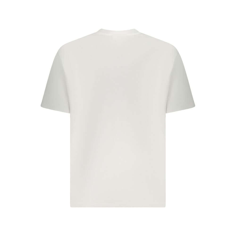 Calvin Klein White Cotton Men T-Shirt back view showing short sleeves and crew neck in premium cotton for casual sophistication.
