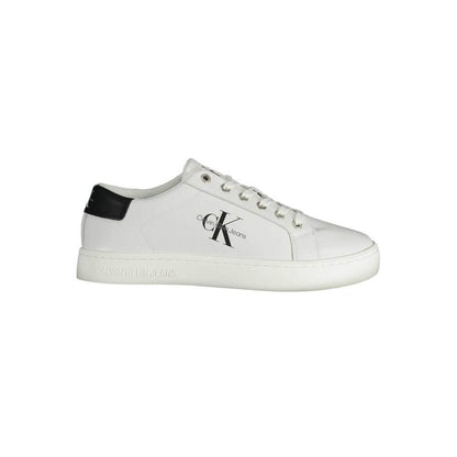 Calvin Klein White Recycled Polyester Men Sneaker with logo, modern print, and eco-friendly design