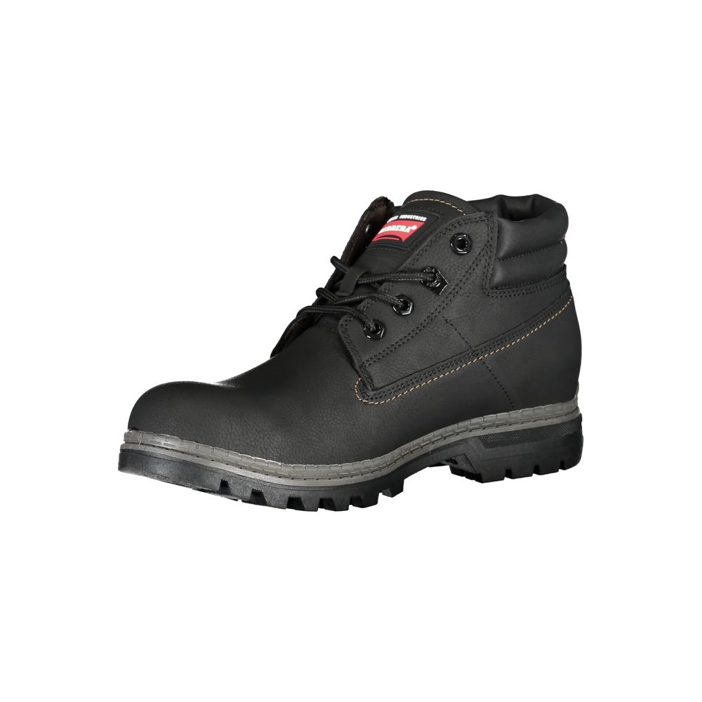Carrera Black Polyester Ankle boot with laces, contrast details, and logo.