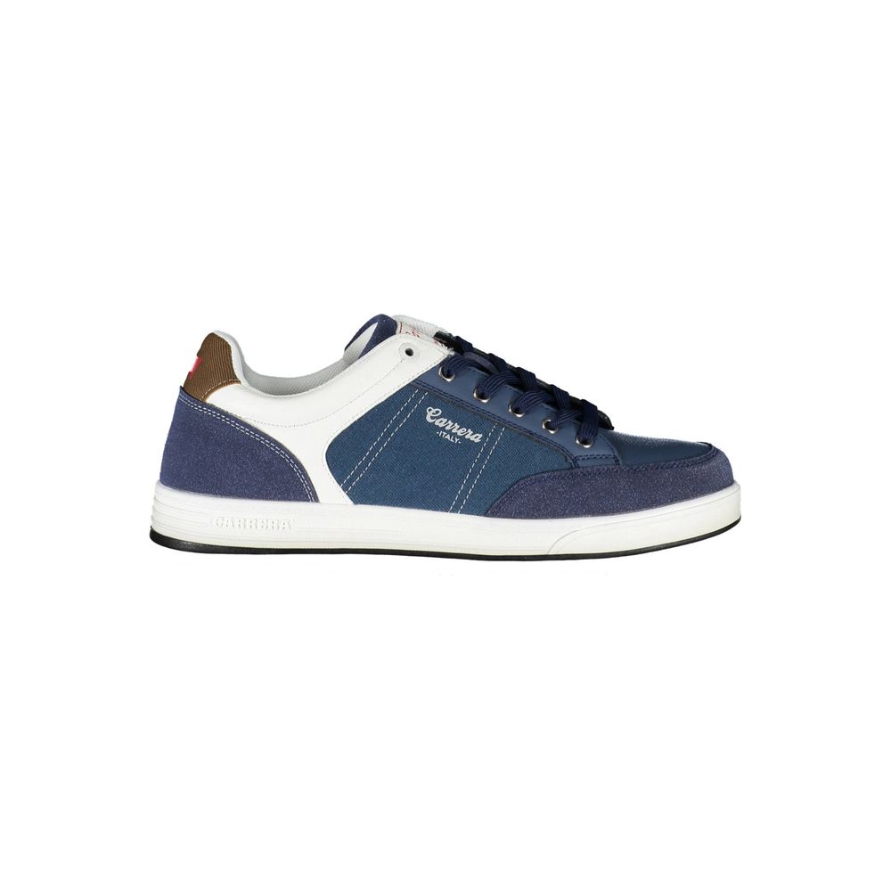 Carrera Blue Polyester Sneaker with laces, contrast details, and logo, stylish sports footwear.