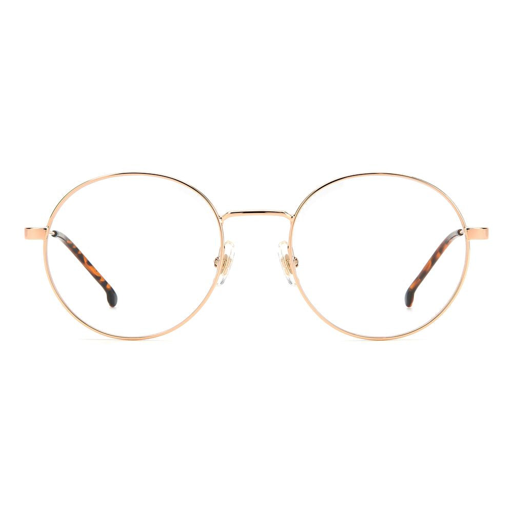 Carrera Gold Stainless Steel Frames unisex glasses with round lenses, gold copper color, and stainless steel material, measures 52/20/145mm.