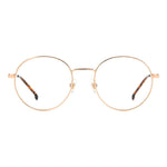 Carrera Gold Stainless Steel Frames unisex glasses with round lenses, gold copper color, and stainless steel material, measures 52/20/145mm.