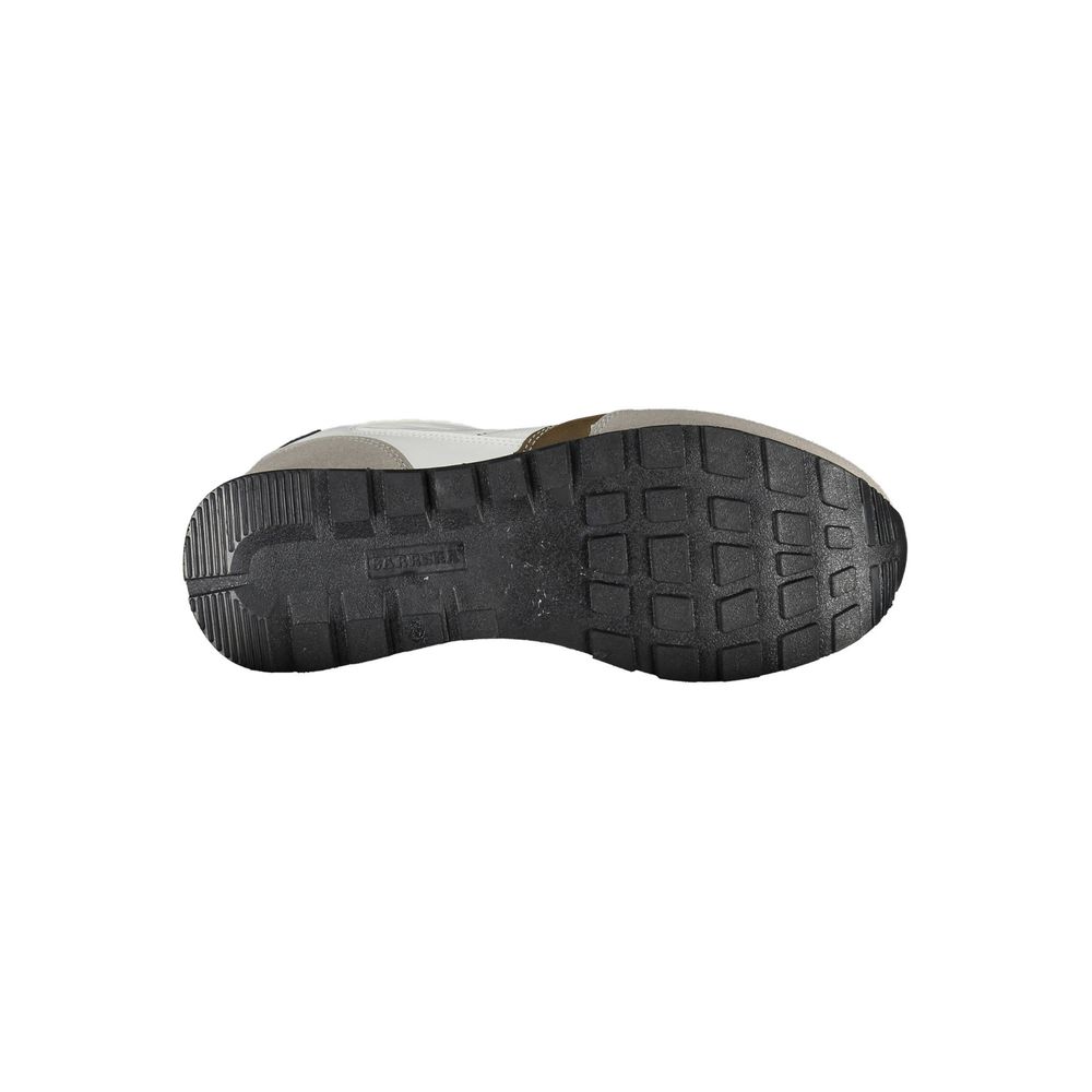 Underside view of Carrera White Polyester Men Sneaker sole showcasing traction and design for modern trendsetters.