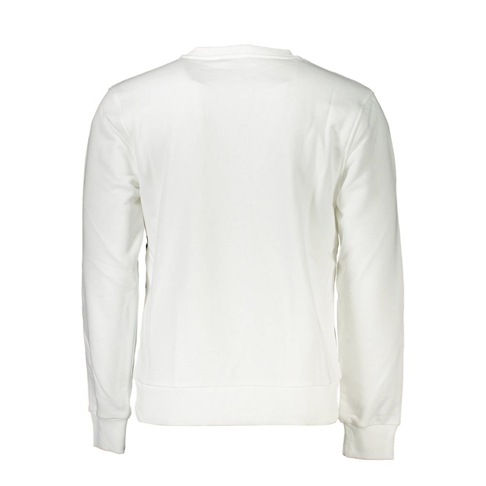 Back view of Cavalli Class White Cotton Men Sweater showcasing sleek design and comfort