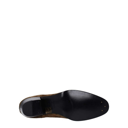 Sole view of Celine Brown Leather Ankle Boots with leather sole and vintage suede finish