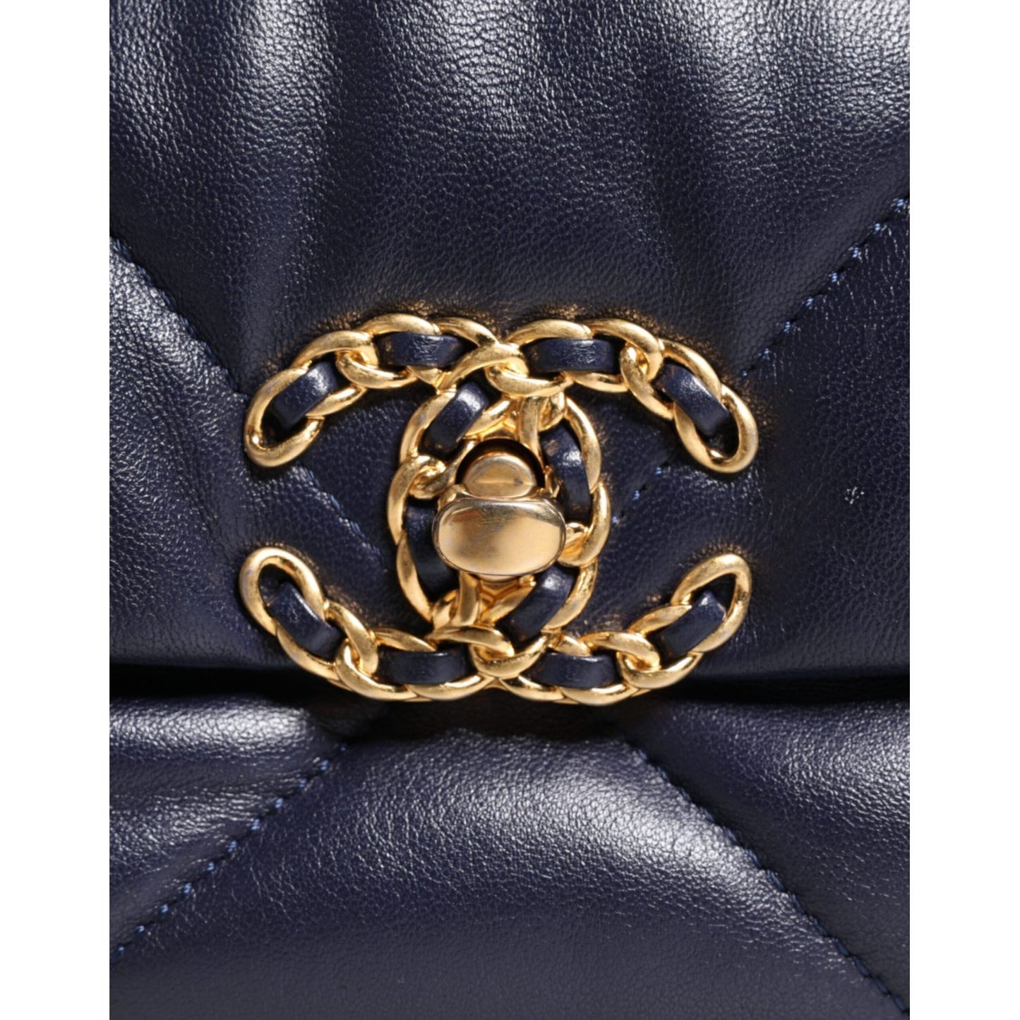 Chanel Blue Leather Large Quilted Chain Hand Shoulder Bag