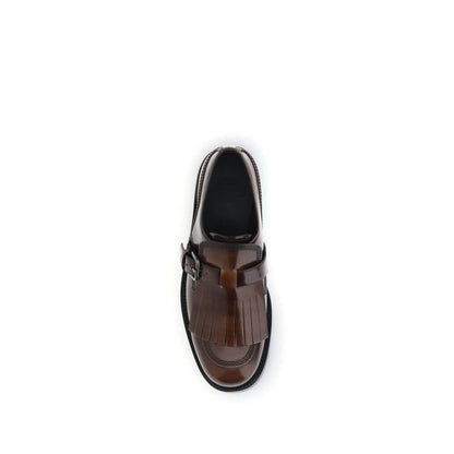 Church's Brown Calf Leather Bos Taurus Oxfords And Derbies with buckle and fringe design, top view.