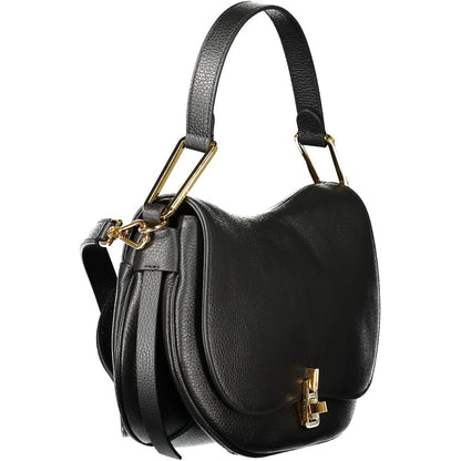 Coccinelle Black Leather Women Handbag with shoulder handle and gold swivel closure, showcasing elegant design and craftsmanship.
