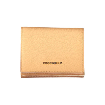 Coccinelle Orange Leather Wallet with compartments, coin purse, card spaces, zip and automatic closure, featuring the brand logo.