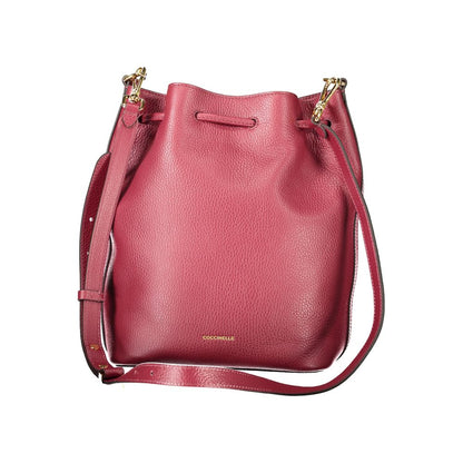 Coccinelle Purple Leather Women Handbag with adjustable strap and twist closure in Italian craftsmanship.
