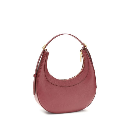 Coccinelle Red Calf Leather Bos Taurus Shoulder Bag with grained texture and adjustable handle