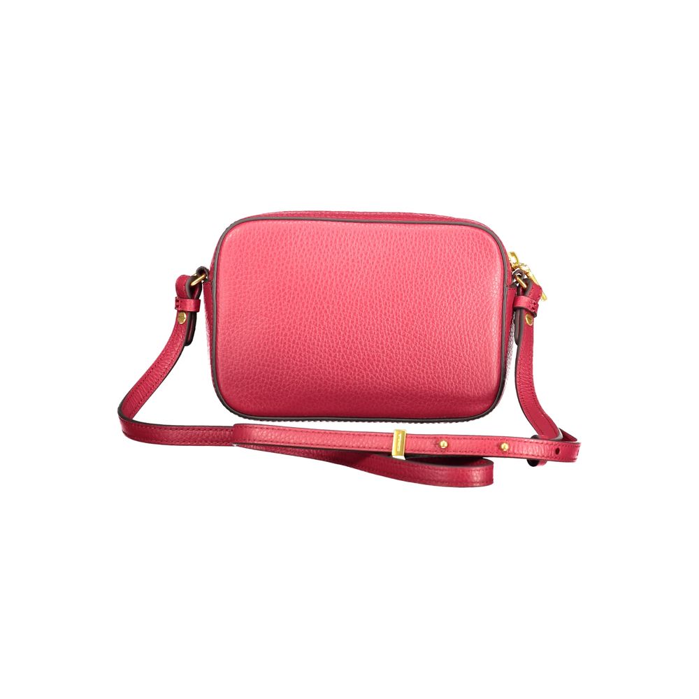 Coccinelle Red Leather Women Handbag with adjustable strap and secure rotary closure for sophisticated styling.