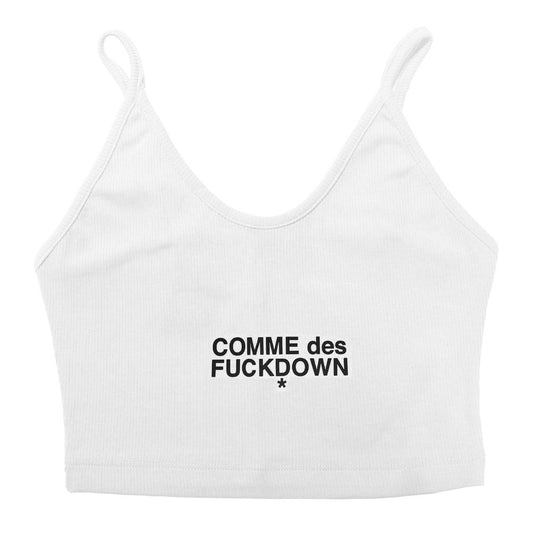 Comme Des Fuckdown White Cotton Women Crop Top