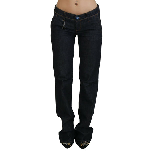 Costume National Blue Low Waist Straight Denim Pants Jeans