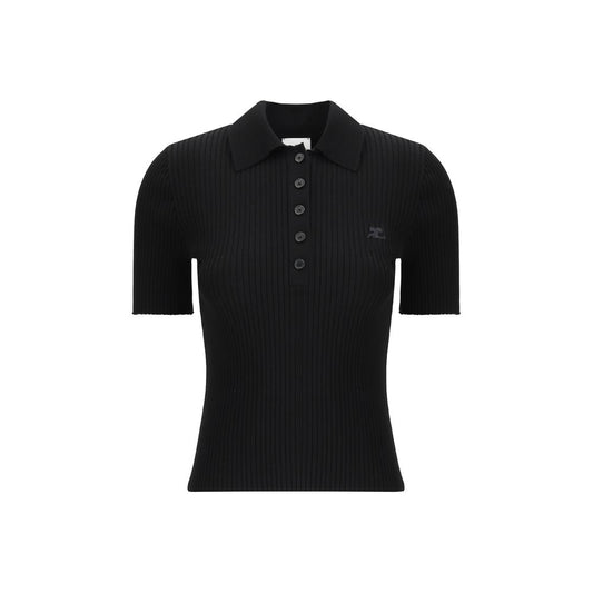 Courrèges Black Viscose Polo Shirt