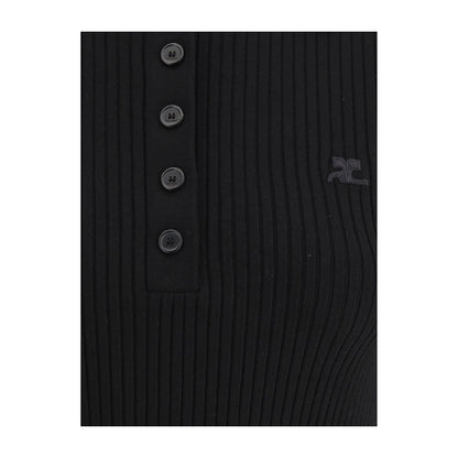 Courrèges Black Viscose Polo Shirt