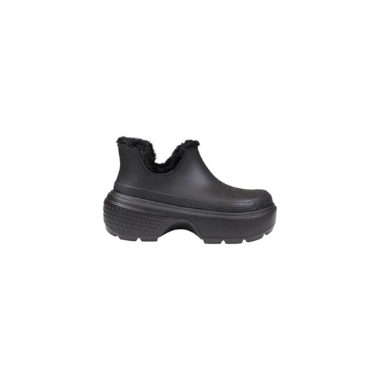 Crocs Black Croslite Ankle boot for women, featuring soft inner lining and lightweight comfort, ideal for casual or outdoor activities.