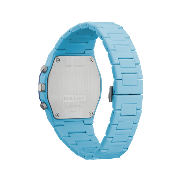 D1 MILANO Mod. POLYCHRONO BLUE BLAST wristwatch with polycarbonate strap, 40.5 mm case, quartz movement, and chronograph function.