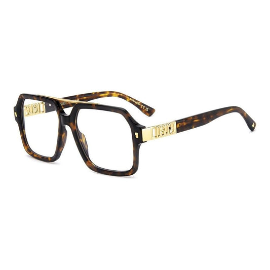 DSQUARED2 MOD. D2 0174 acetate glasses for gent in tortoiseshell design with gold accents, men's fashion eyewear focus