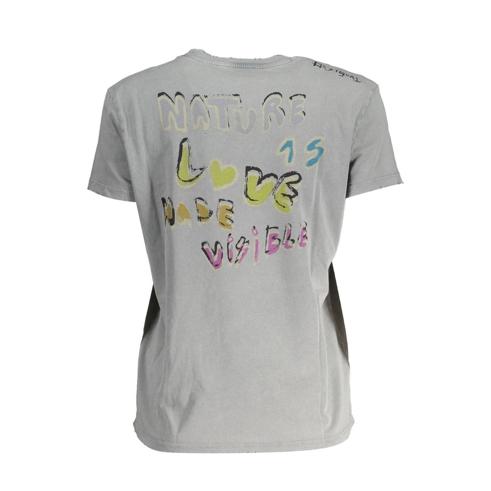 Desigual Gray Cotton Women T-Shirt