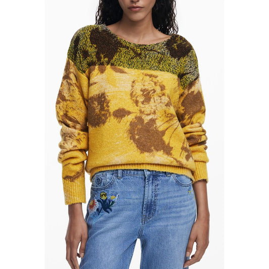 Desigual Yellow Wool Women Sweater