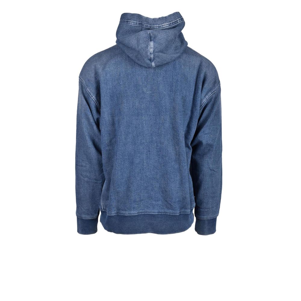 Back view of Diesel Blue Cotton Hoody, showcasing its design and cozy fabric blend for comfort and style.