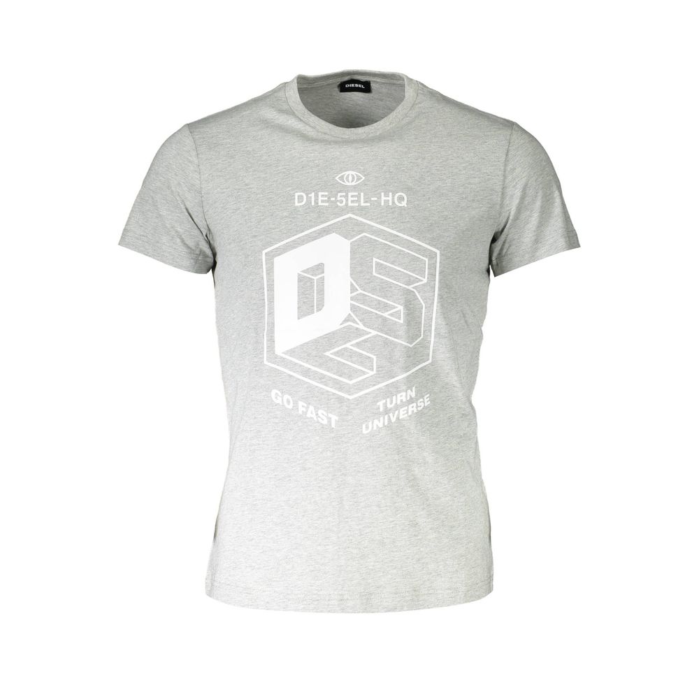 Diesel Brown Cotton Men T-Shirt with logo design on front, crew neck, trendy style for modern fashion.
