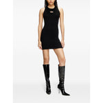 Diesel Dresses Black, black fine ribbed crew neck sleeveless mini dress with Oval D logo, slim cut, straight hem, thigh-length.