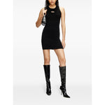 Diesel Dresses Black - black ribbed sleeveless mini dress with Oval D logo, crew neck, slim cut, straight hem, thigh-length.
