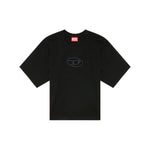 Diesel T-shirts and Polos Black crew neck cropped T-Buxt-Crop with Oval D logo, short sleeves, organic cotton, straight hem.