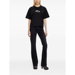 Alt Tag: Diesel T-shirts and Polos Black cotton t-shirt with Oval D logo, crew neck, and cropped style, featuring organic cotton jersey.