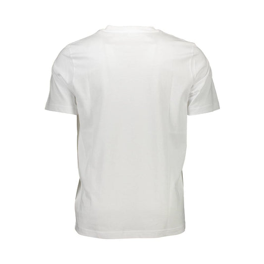 Back view of Diesel White Cotton Men T-Shirt showcasing plain white design and comfortable fit made from high-quality cotton.