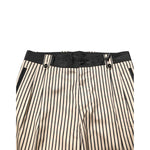 Dolce & Gabbana Beige Black Striped Cotton Slim Fit Trousers Pants with elegant vertical design and high-quality craftsmanship.