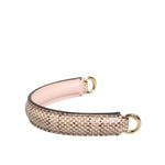 Dolce & Gabbana Beige Brown Snakeskin Leather Gold Ring Shoulder Strap with luxurious Ayers leather texture for handbags.