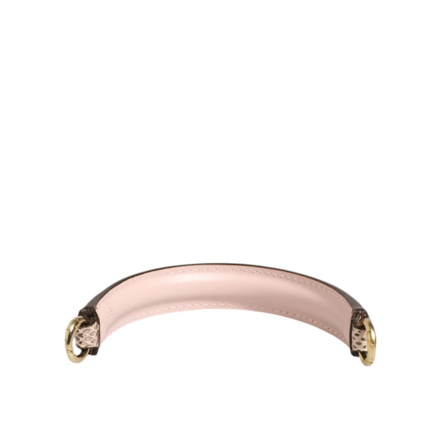 Dolce & Gabbana Beige Brown Snakeskin Leather Gold Ring Shoulder Strap for handbags, elegant Ayers texture, stylish women's accessory.