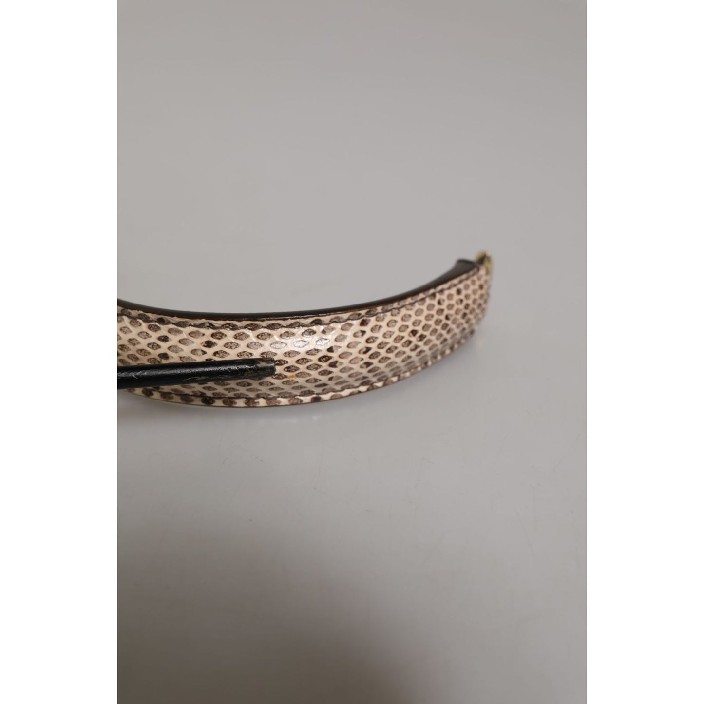 Dolce & Gabbana Beige Brown Snakeskin Leather Gold Ring Shoulder Strap for handbags.